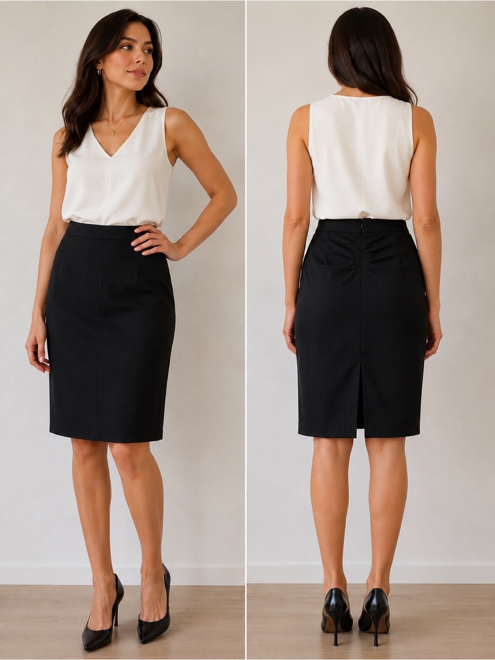 Bcbg maxazria black wool blend pencil skirt 10